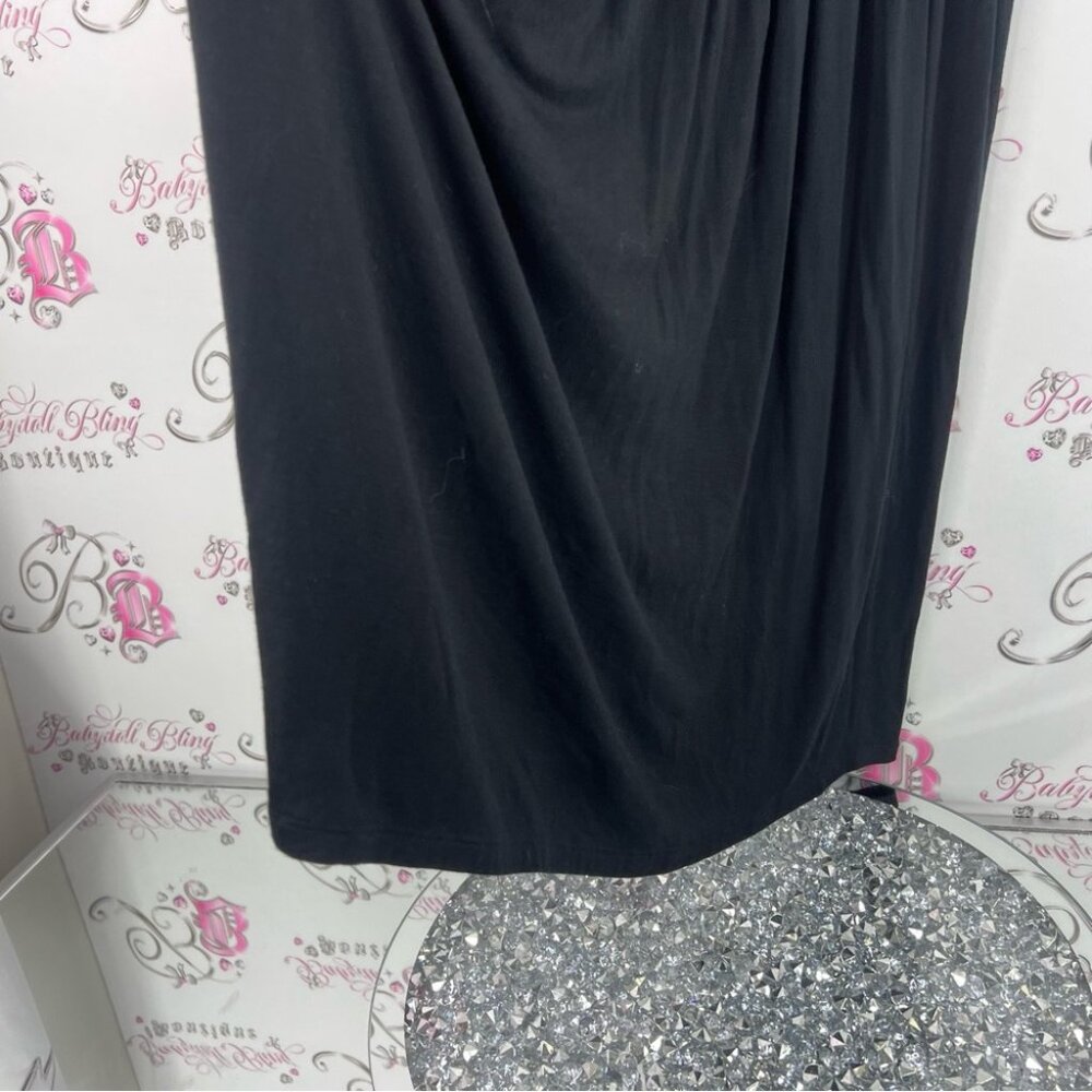 Cruise wear & co dress healing crystal Elegant Black Midi Beaded Neckline - Picture 4 of 7